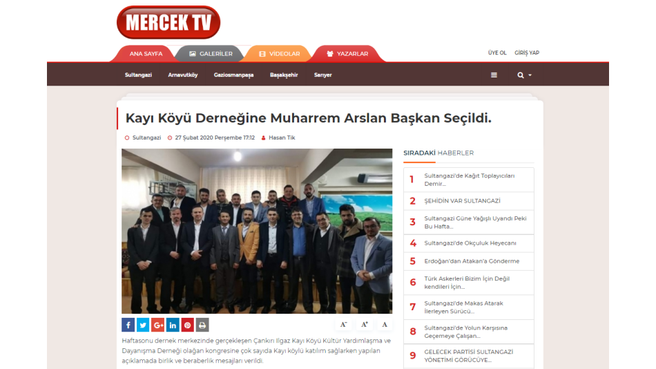 27 Şubat 2020 Tarihli Mercek TV Haberi